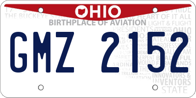 OH license plate GMZ2152