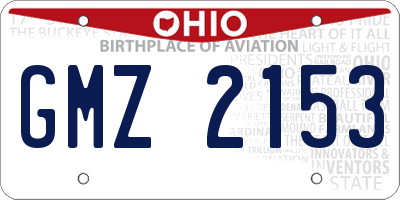 OH license plate GMZ2153
