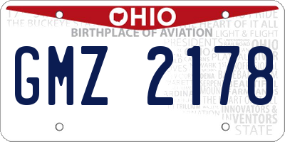 OH license plate GMZ2178