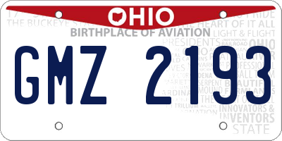 OH license plate GMZ2193