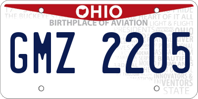 OH license plate GMZ2205