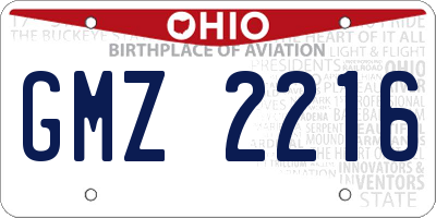 OH license plate GMZ2216