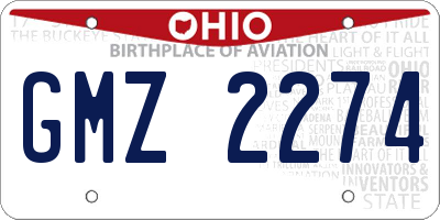 OH license plate GMZ2274