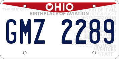 OH license plate GMZ2289
