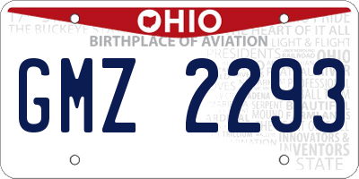 OH license plate GMZ2293