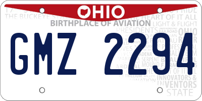 OH license plate GMZ2294