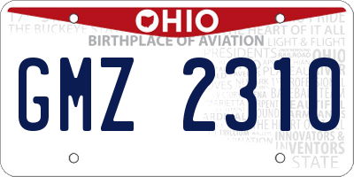 OH license plate GMZ2310