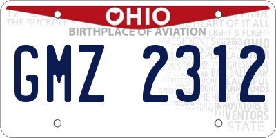 OH license plate GMZ2312