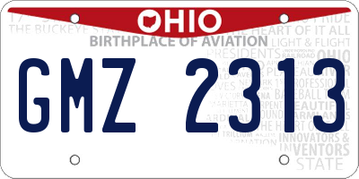 OH license plate GMZ2313