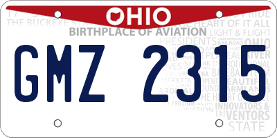 OH license plate GMZ2315