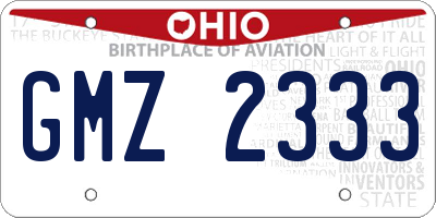 OH license plate GMZ2333