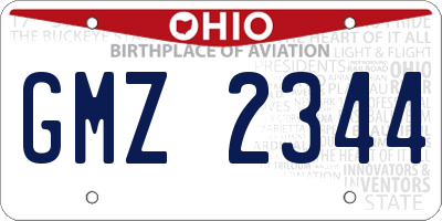 OH license plate GMZ2344