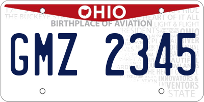 OH license plate GMZ2345