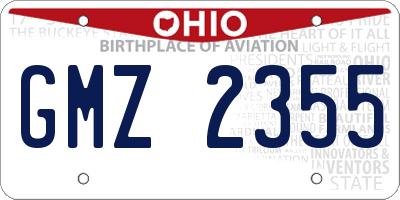 OH license plate GMZ2355