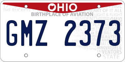 OH license plate GMZ2373