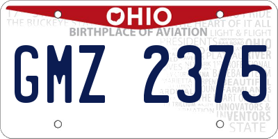 OH license plate GMZ2375
