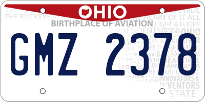 OH license plate GMZ2378