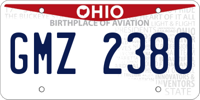 OH license plate GMZ2380