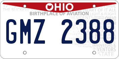 OH license plate GMZ2388