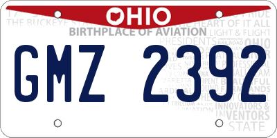 OH license plate GMZ2392