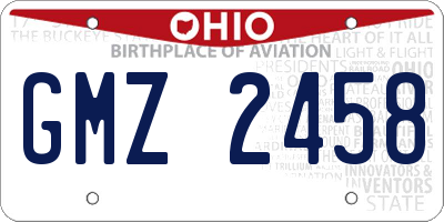 OH license plate GMZ2458