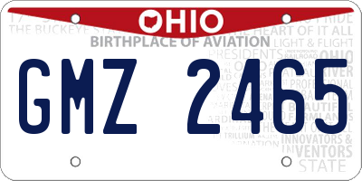 OH license plate GMZ2465