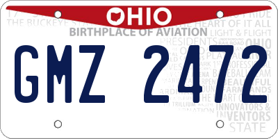 OH license plate GMZ2472