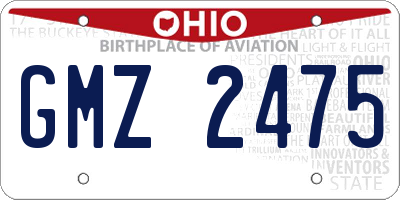 OH license plate GMZ2475