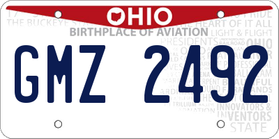OH license plate GMZ2492
