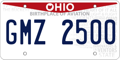 OH license plate GMZ2500