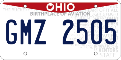 OH license plate GMZ2505