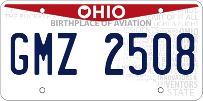 OH license plate GMZ2508