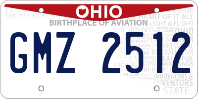 OH license plate GMZ2512