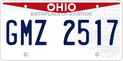 OH license plate GMZ2517