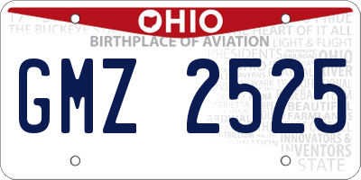 OH license plate GMZ2525