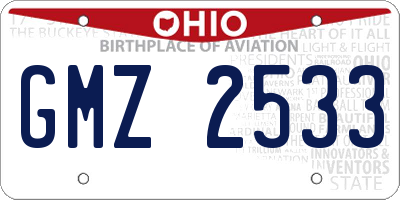 OH license plate GMZ2533
