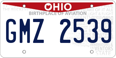 OH license plate GMZ2539