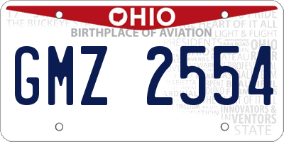 OH license plate GMZ2554