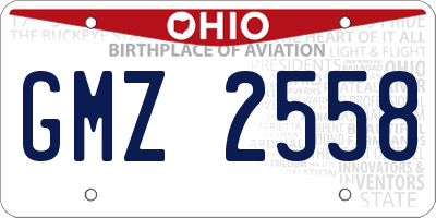 OH license plate GMZ2558