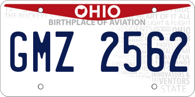OH license plate GMZ2562