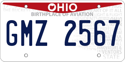 OH license plate GMZ2567