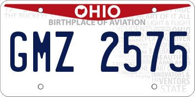 OH license plate GMZ2575