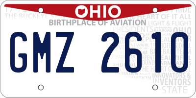 OH license plate GMZ2610