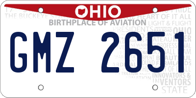 OH license plate GMZ2651
