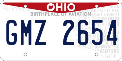 OH license plate GMZ2654