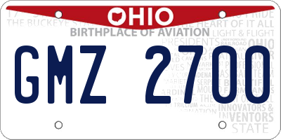 OH license plate GMZ2700