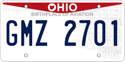 OH license plate GMZ2701