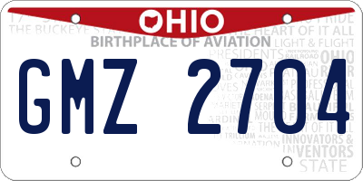 OH license plate GMZ2704