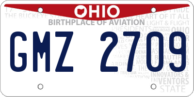 OH license plate GMZ2709