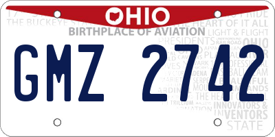 OH license plate GMZ2742